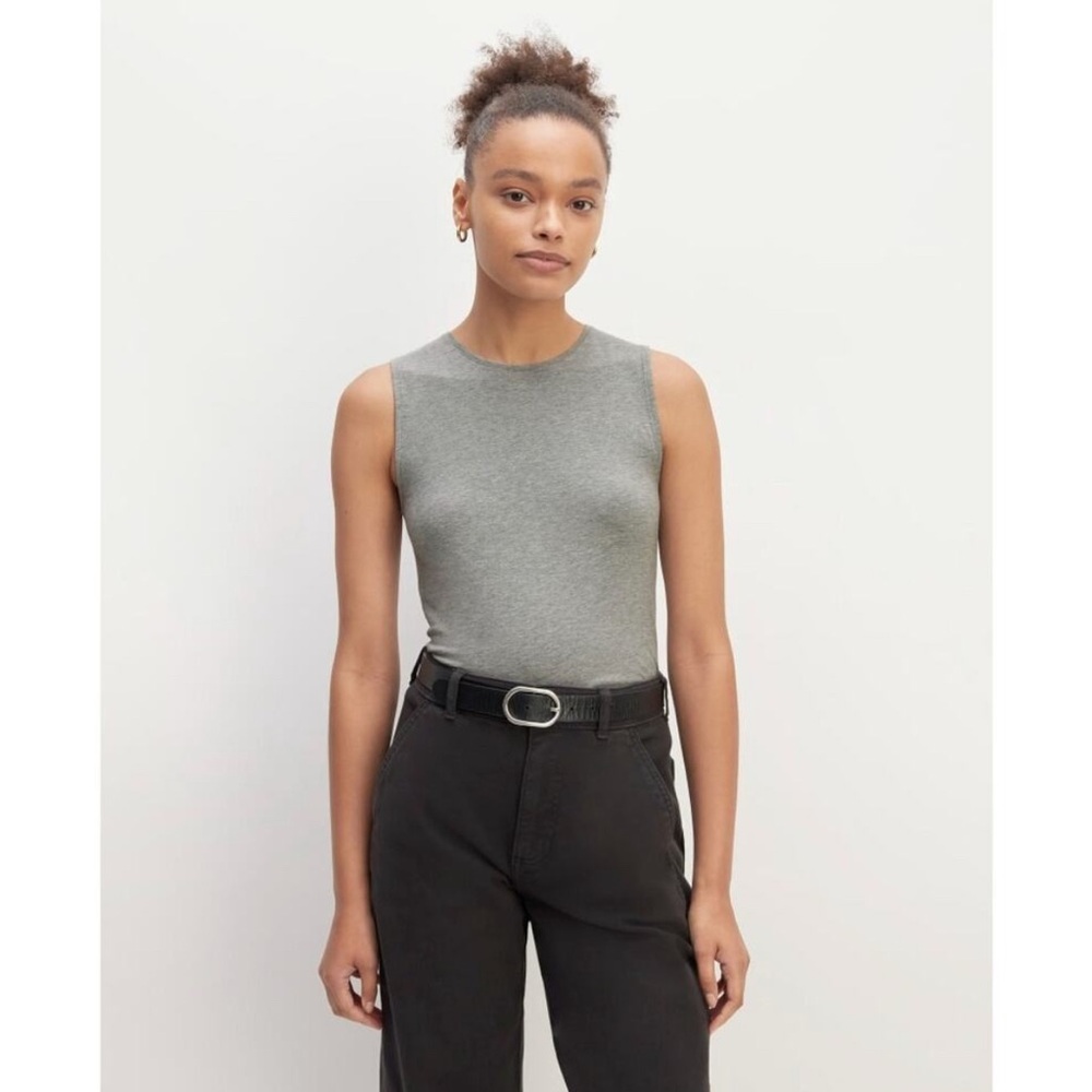 Everlane The Supima Form Tank Mid Heather Grey Size Small NEW